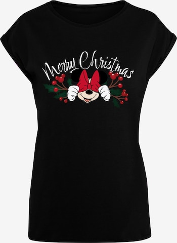 ABSOLUTE CULT T-Shirt 'Minnie Mouse - Christmas Holly' in Schwarz: predná strana