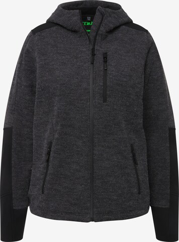 Ulla Popken Zip-Up Hoodie in Black: front