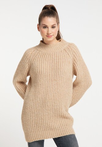 MYMO Oversized trui in Beige: voorkant