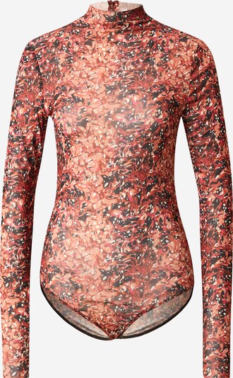 Hofmann Copenhagen Shirt bodysuit 'ARIEL' in Apricot / Rusty red / Black / Off white, Item view