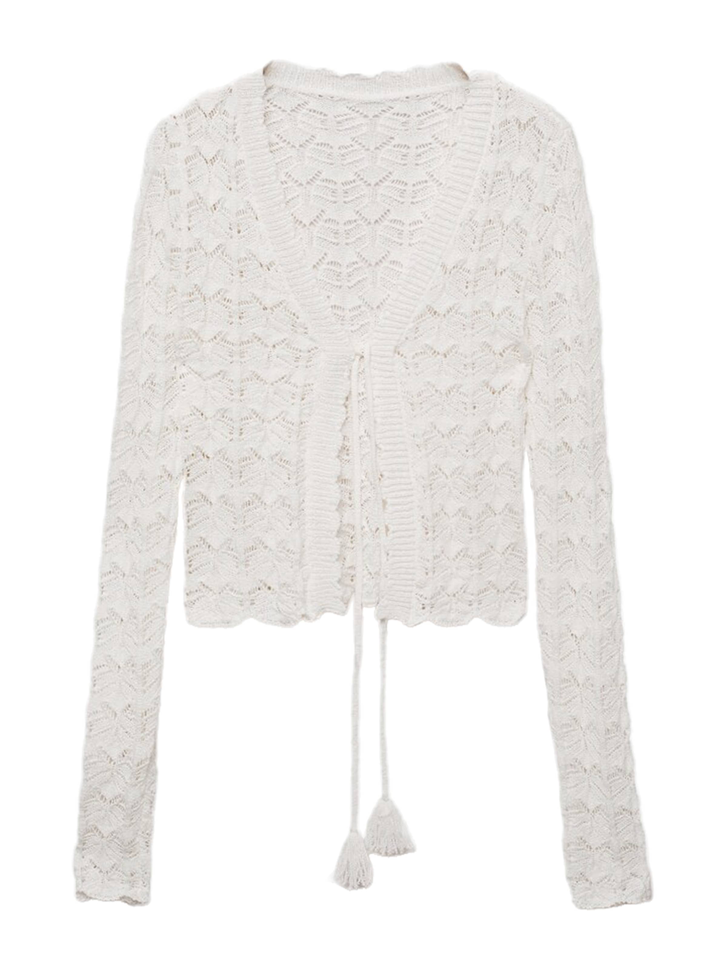 MANGO Gebreid vest 'PATRI' in Wit: voorkant