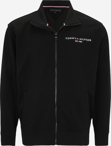 Tommy Hilfiger Big & Tall Zip-Up Hoodie in Black: front