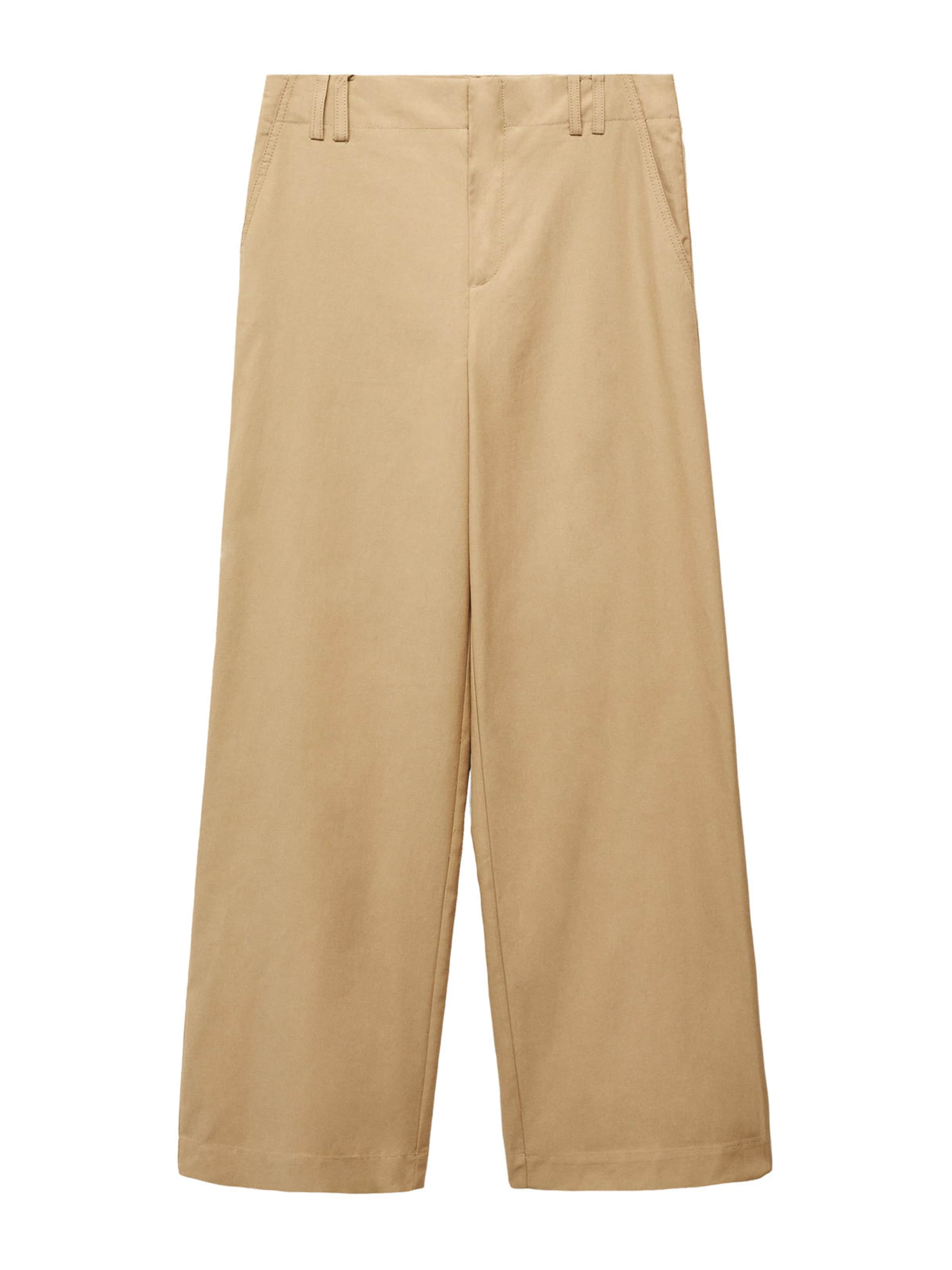 MANGO Voľný strih Nohavice - Béžová: predná strana