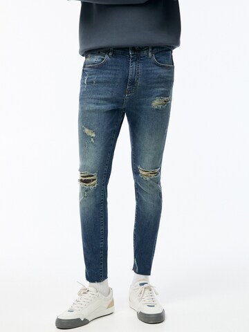 Pull&Bear Skinny Farmer - kék: elől