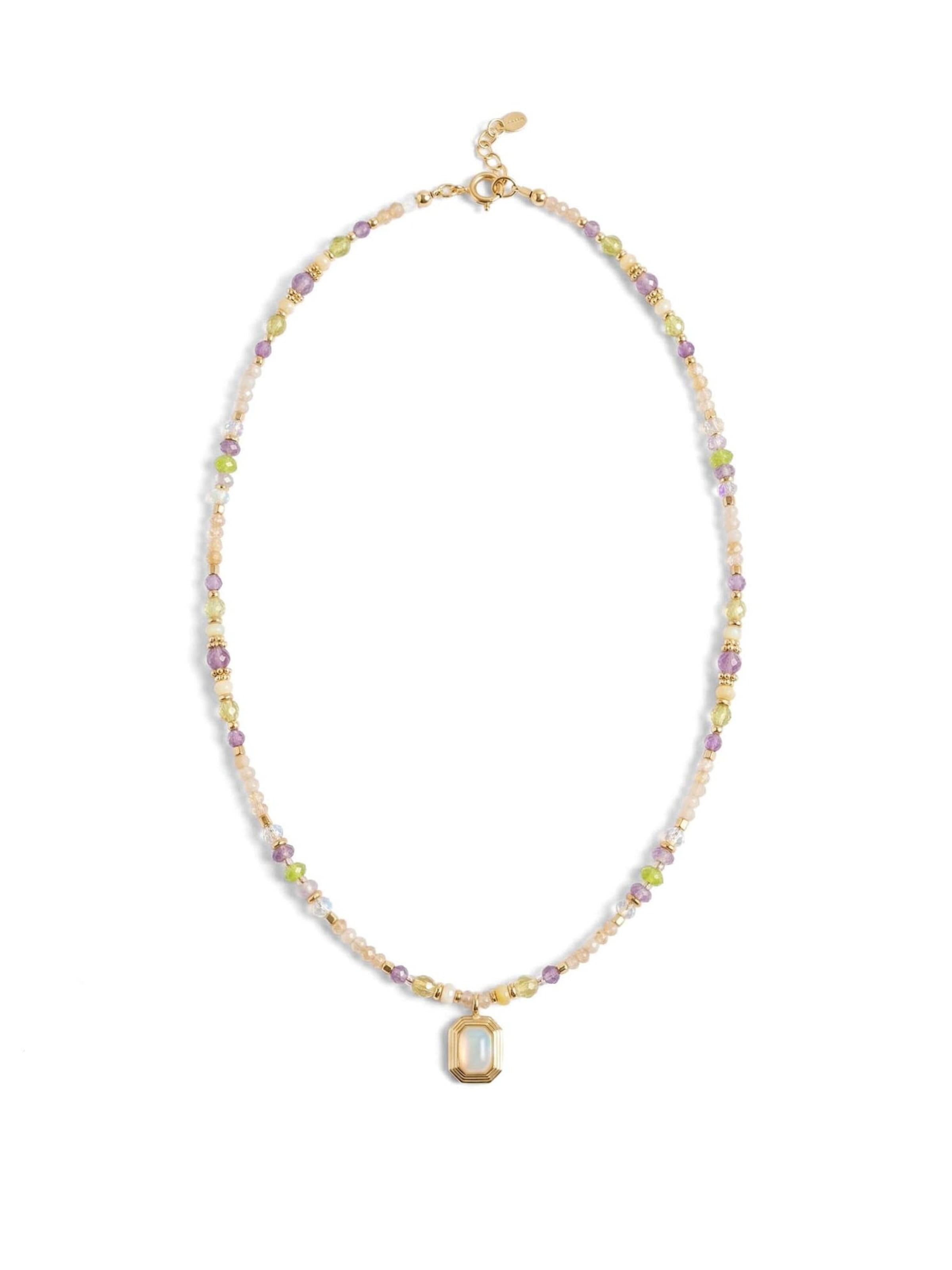 Nemomatheo Necklace 'Brezza Dolce – Pastell Steinkette mit Mondstein-Anhänger' in Mixed colors: front