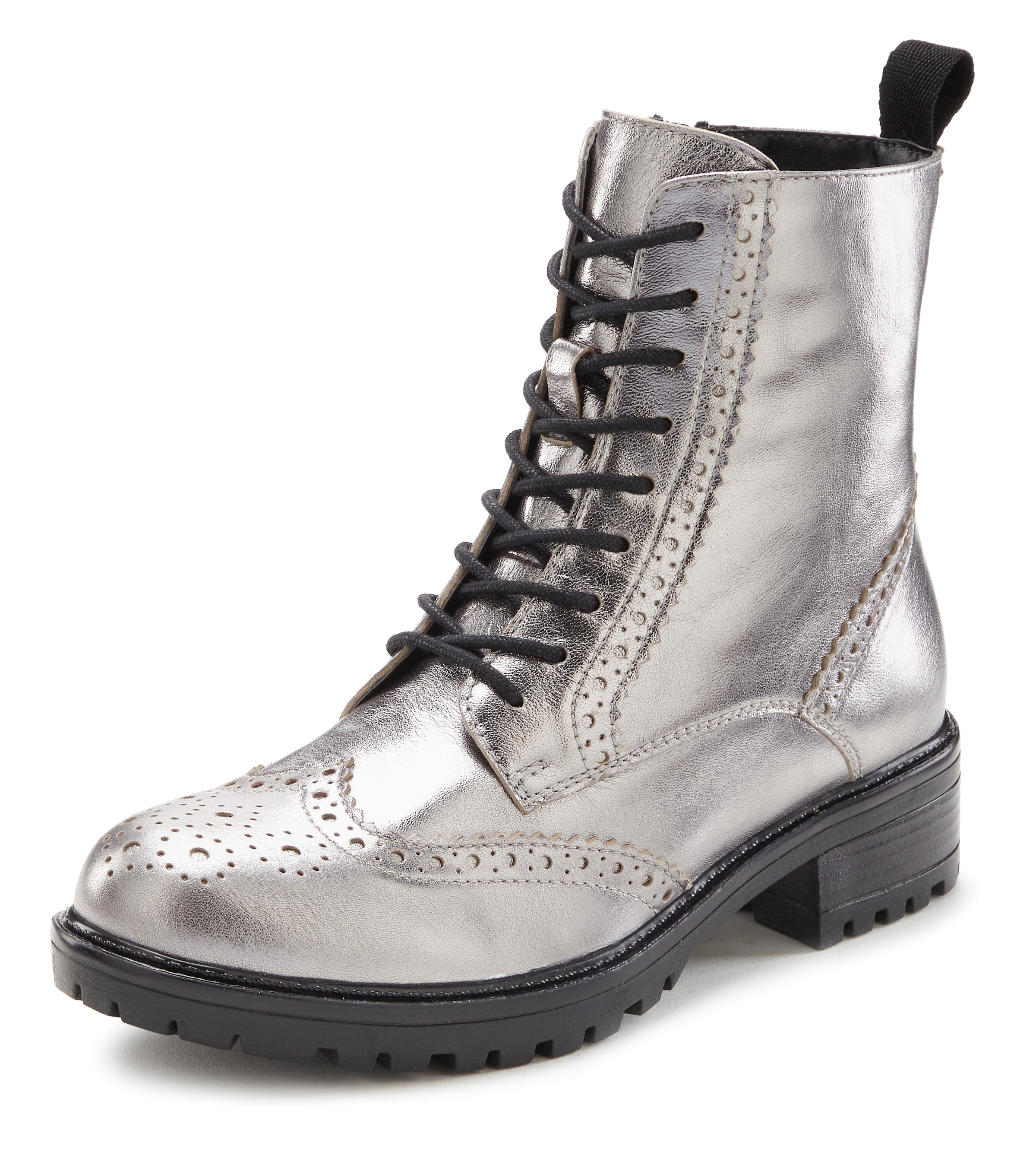 LASCANA Ботинки на шнуровке в Серебристый: спереди