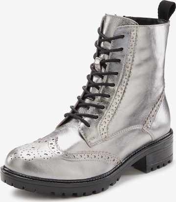 LASCANA Gležnarji z vezalkami | srebrna barva: sprednja stran