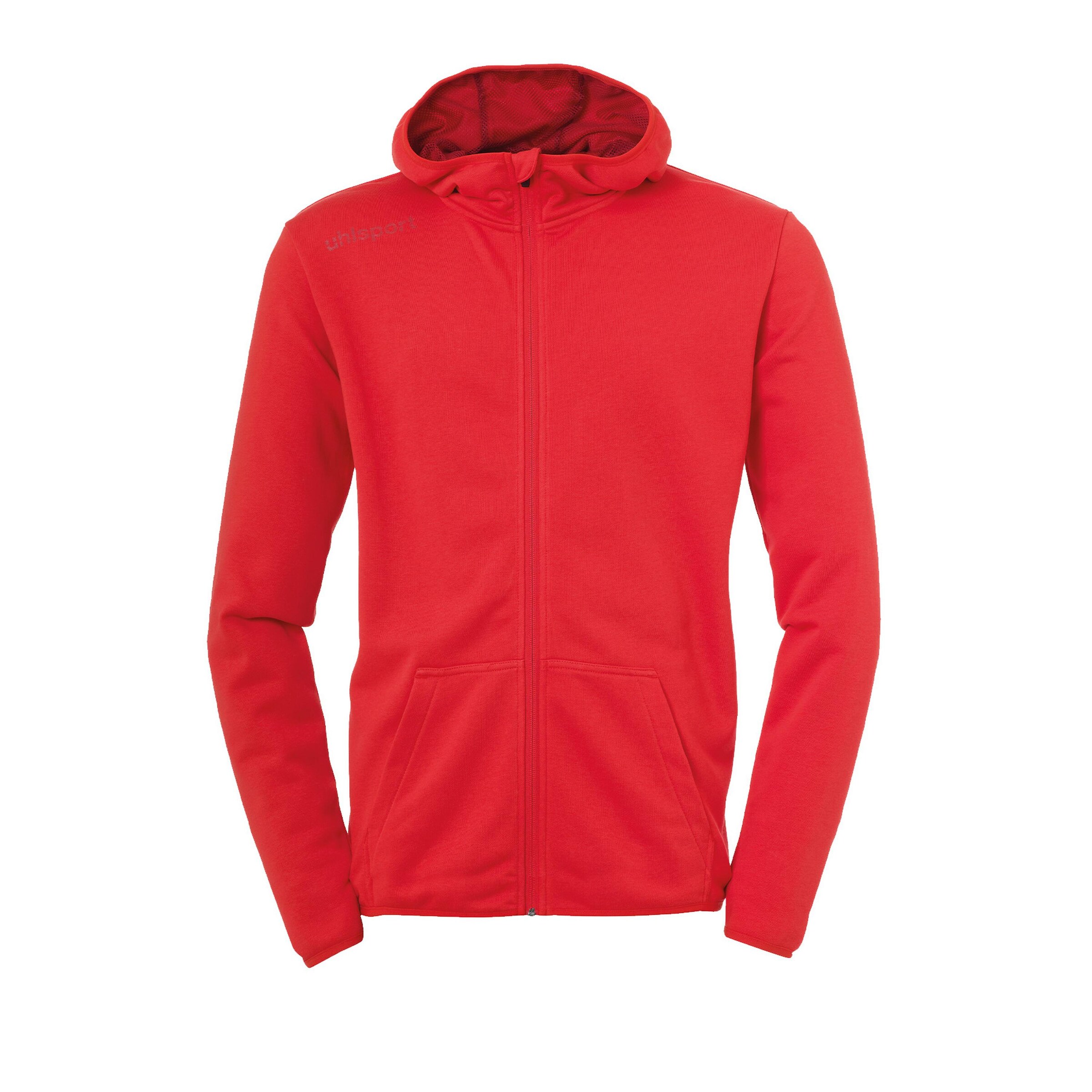 UHLSPORT Athletic Zip-Up Hoodie 'Essential' in Red: front