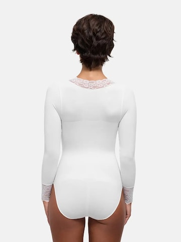 cfab - Body moldeador 'Clean Longsleeve V-Neck with Lace Sculpting Bodysuit with Slip' en blanco