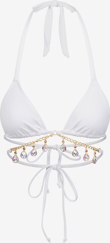 Moda Minx Triangel Bikinitop 'Iris Droplet Triangle Wrap' in Wit: voorkant