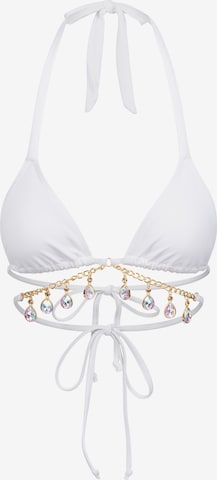 Triangolo Top per bikini 'Iris Droplet Triangle Wrap' di Moda Minx in bianco: frontale