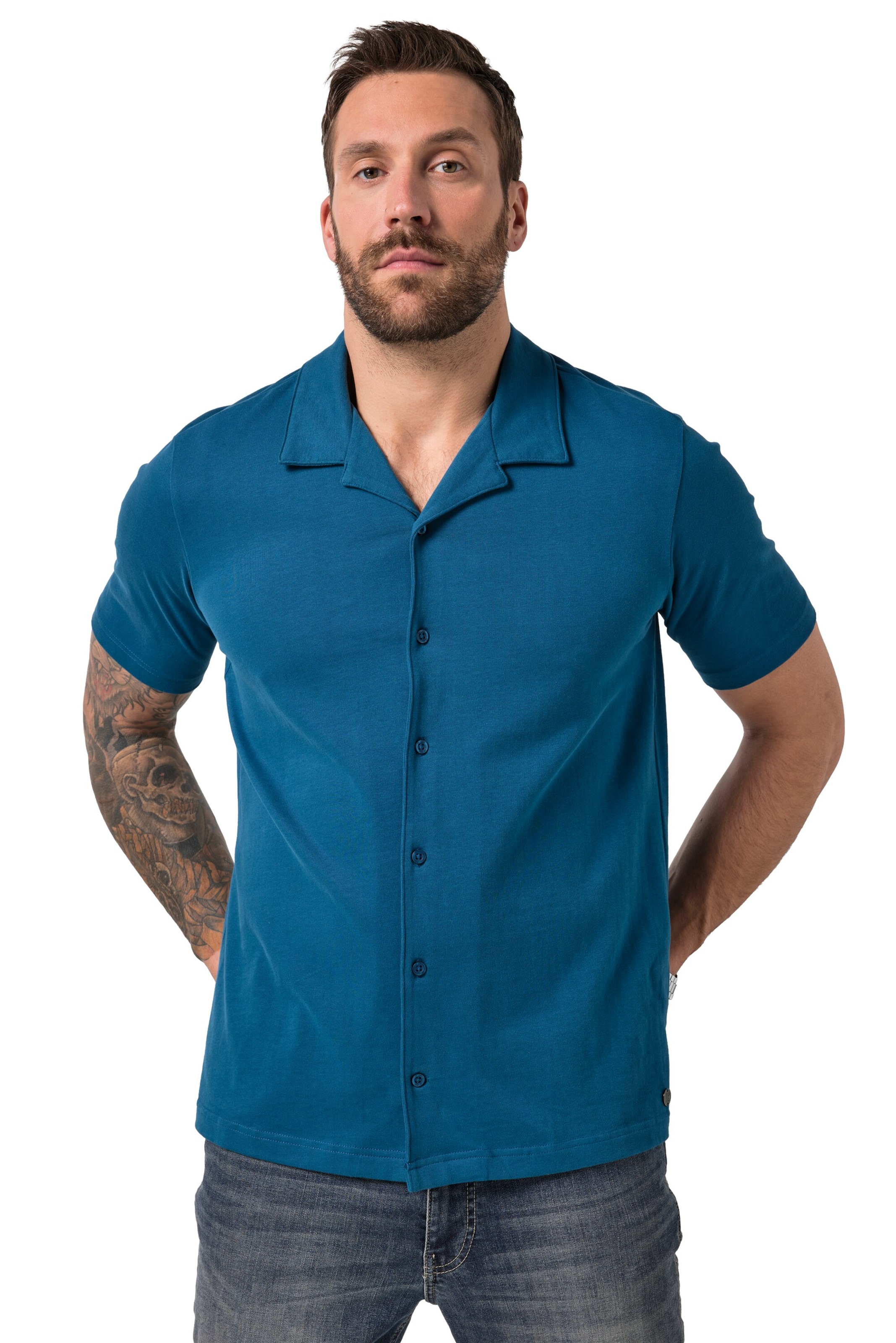 JP1880 Regular Fit Hemd in Blau: Vorderseite