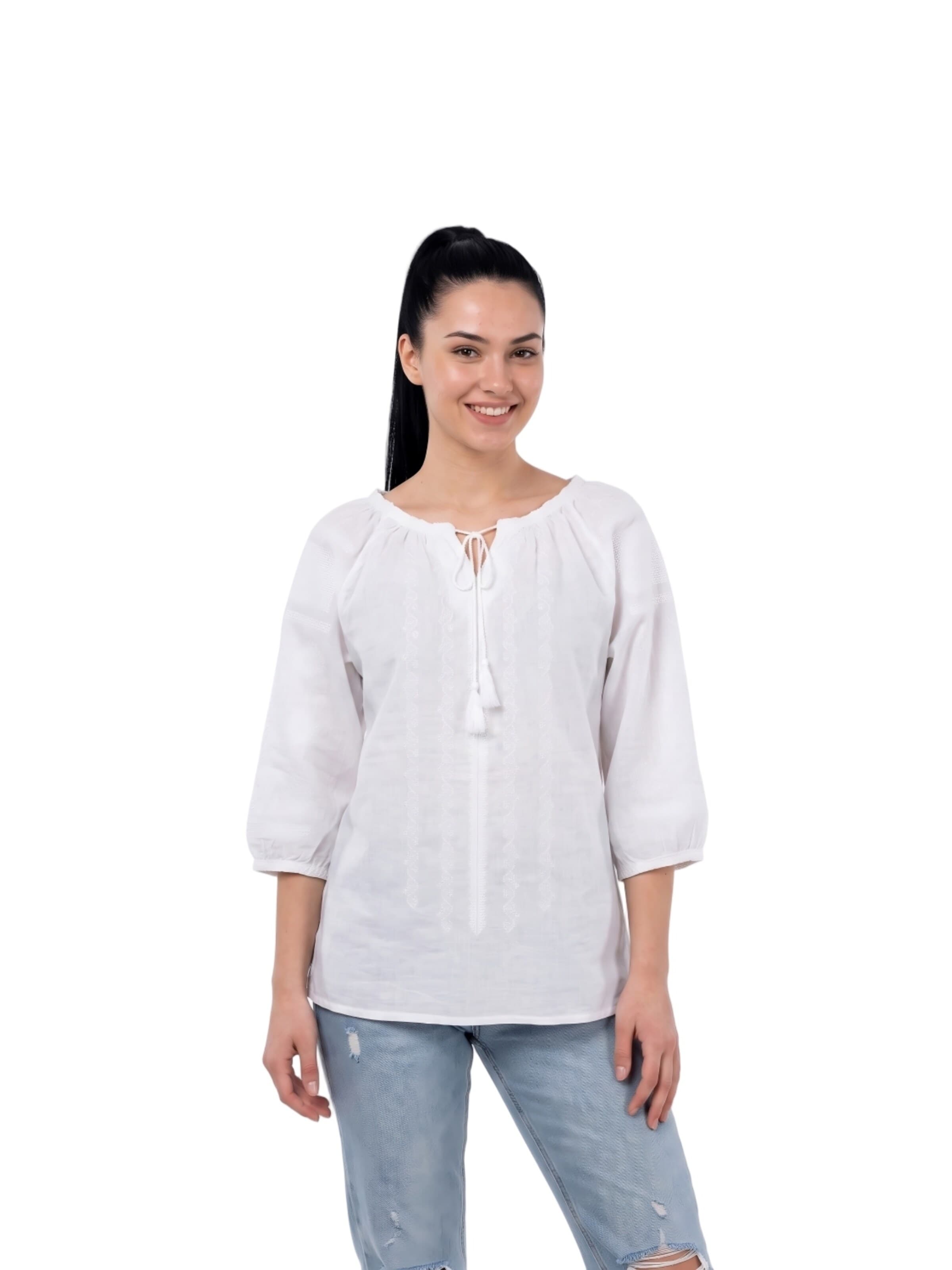 Rody’s forever Trachtenbluse 'Damenbluse AU26, optisch weiß , marimea L'‌‌‌ in Weiß: Vorderseite