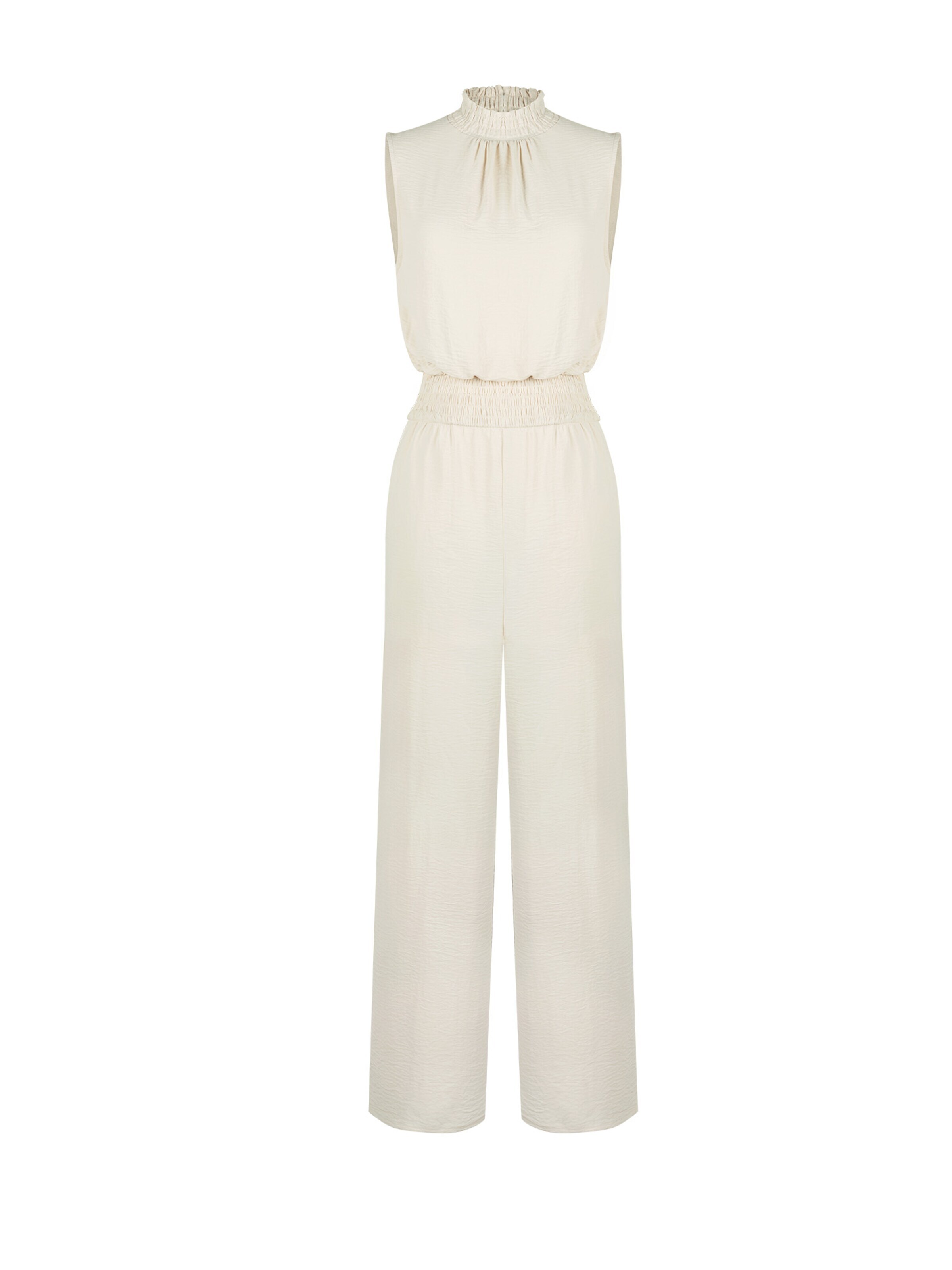 Cupshe Jumpsuit 'Smocked Mock-Neck' in Beige: front