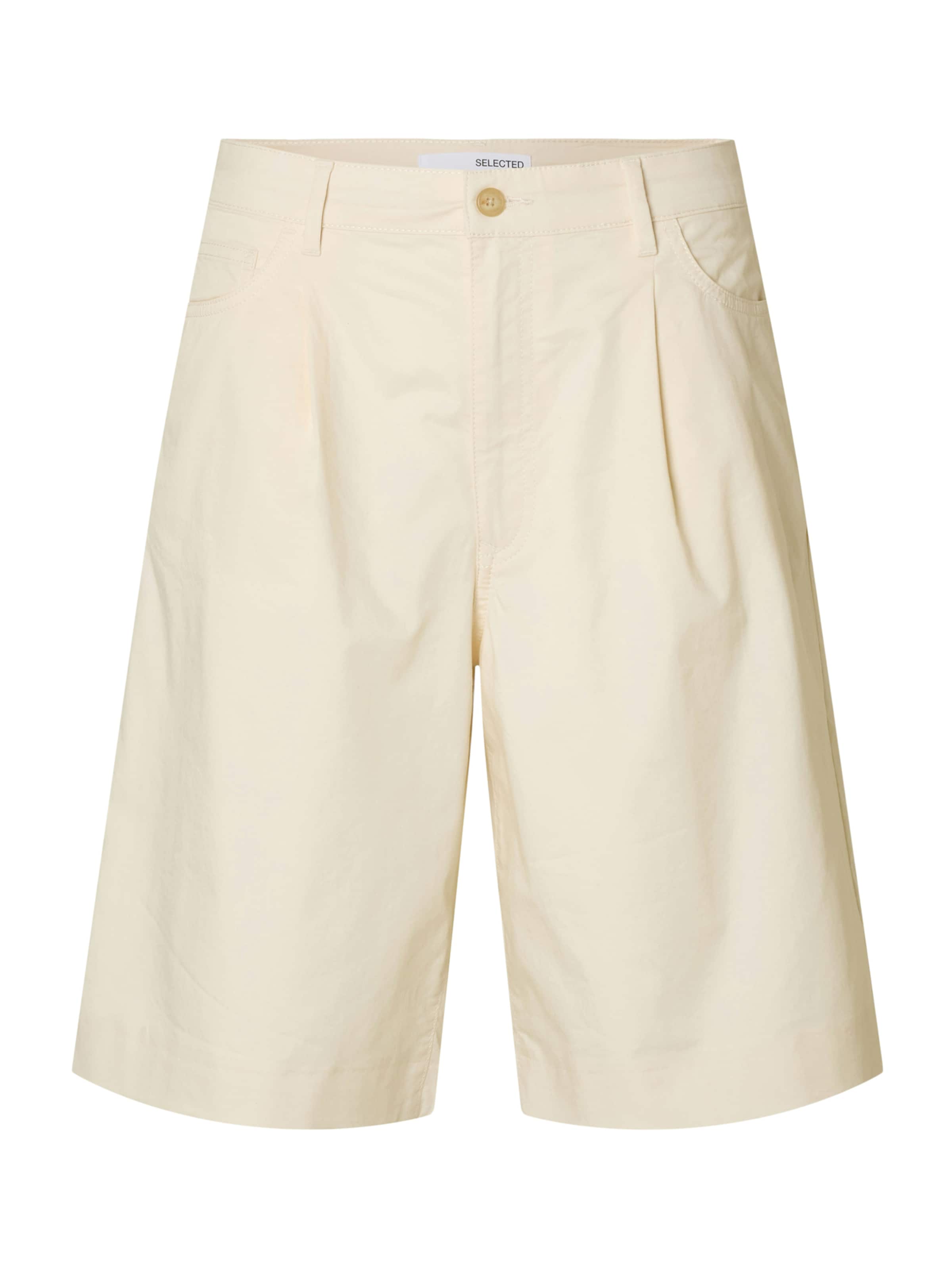 SELECTED Wide leg Pleat-Front Pants 'SLFKLEA' in Beige: front
