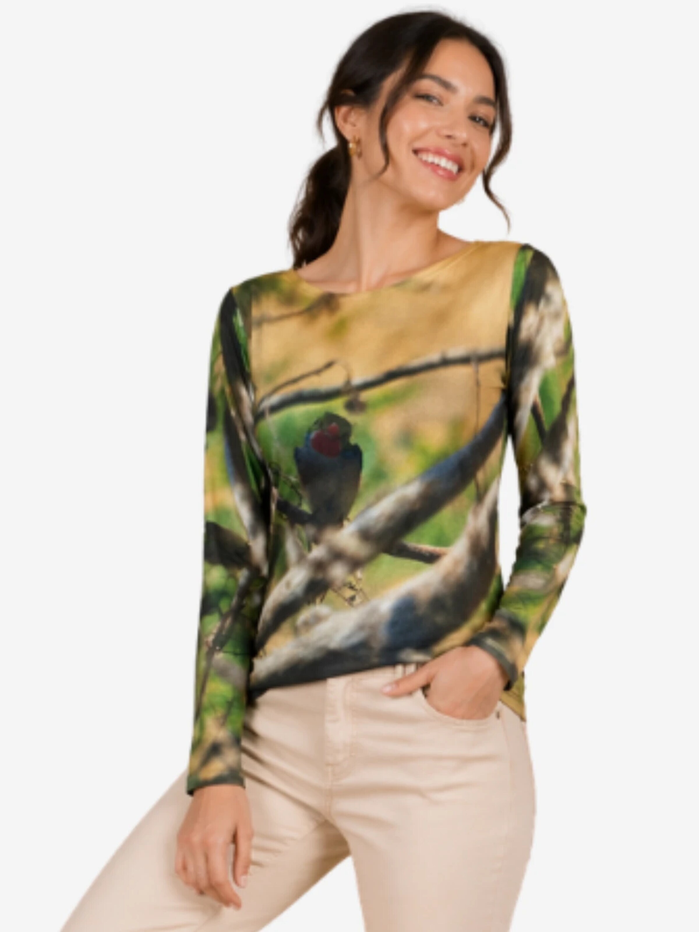 fabrari Shirt 'Viskose-Jersey Langarm "Freiheit"'‌‌‌‌‌‌‌‌‌‌ in Mischfarben: Vorderseite
