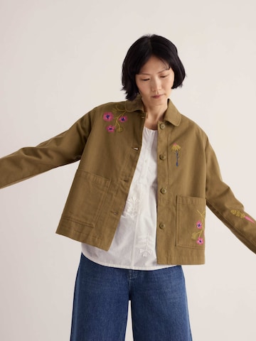 Seasalt Cornwall Between-season jacket 'Porth Embroidered' in Green: front