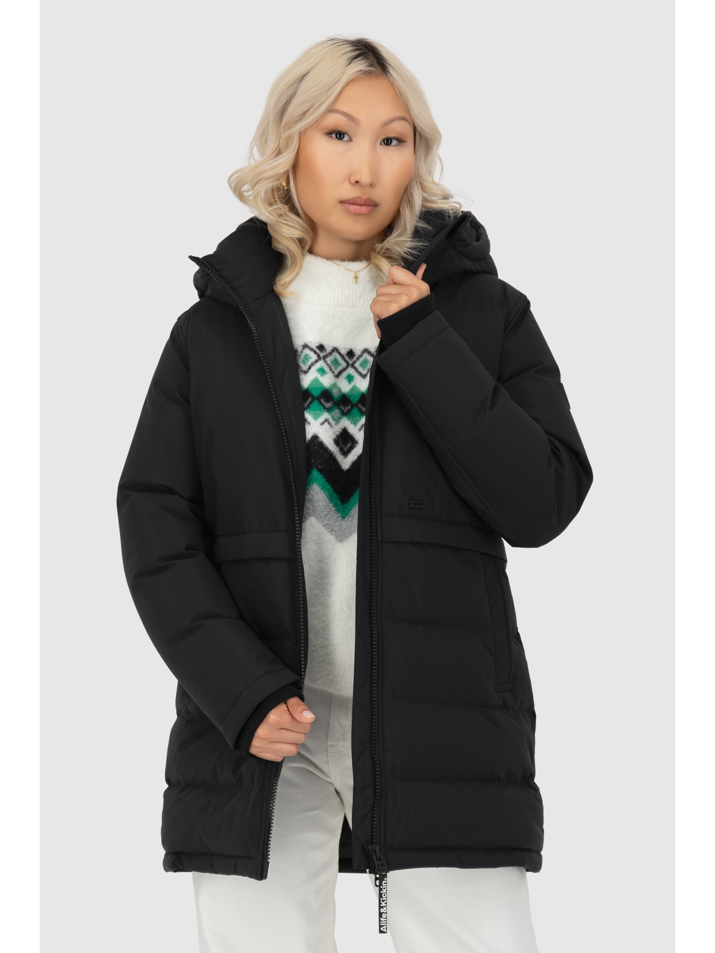 alife & kickin Winterjacke 'HanniAK A' in Schwarz: Vorderseite
