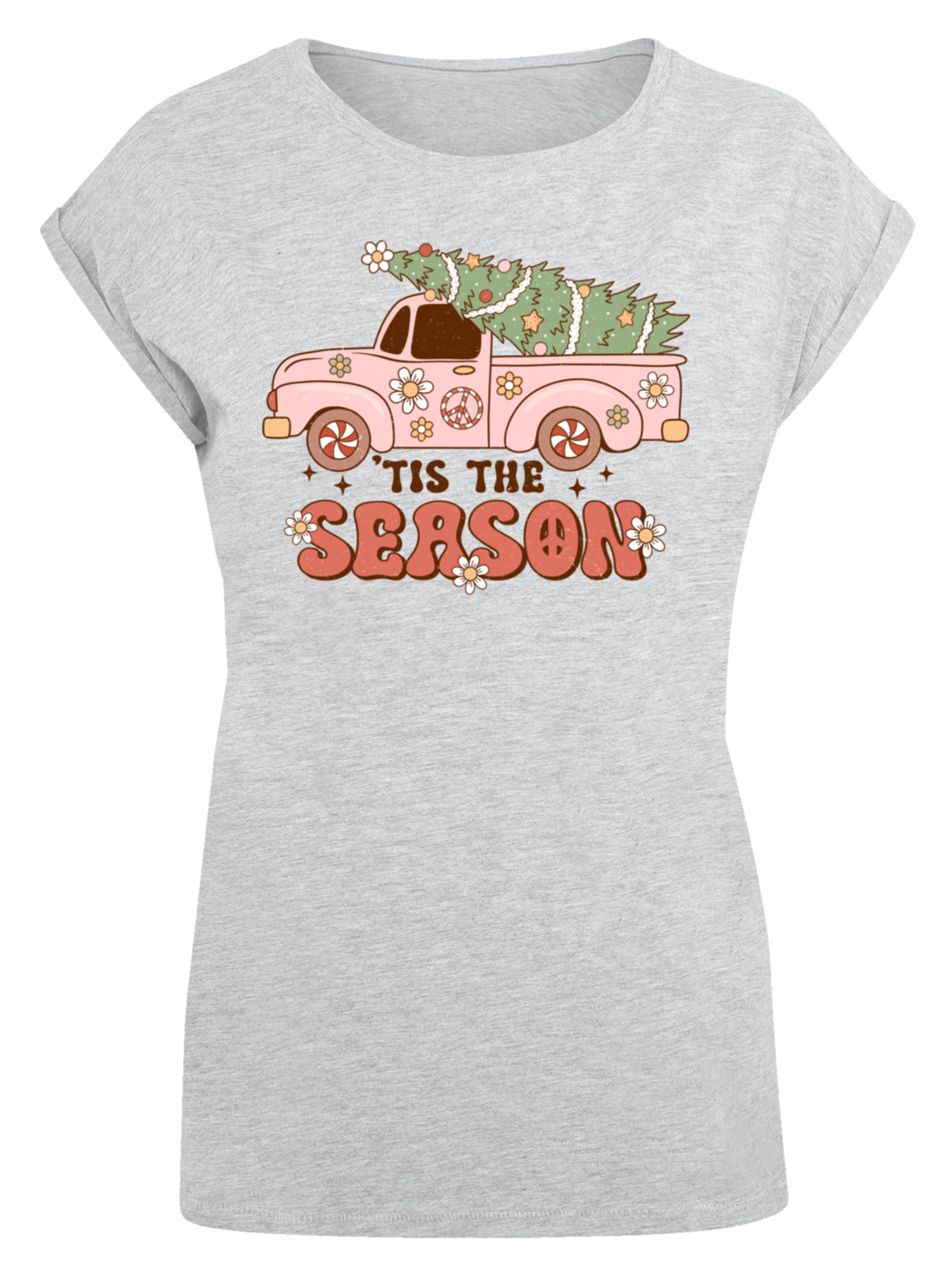 T-shirt 'Tis The Season Christmas' F4NT4STIC en gris : devant