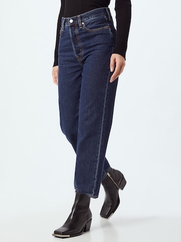LEVI'S Jeans 'RIBCAGE STRAIGHT ANKLE DARK INDIGO - FLAT FINISH' in Blauw: voorkant