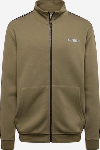 GUESS Athletic Zip-Up Hoodie 'Mickey' in Green: front