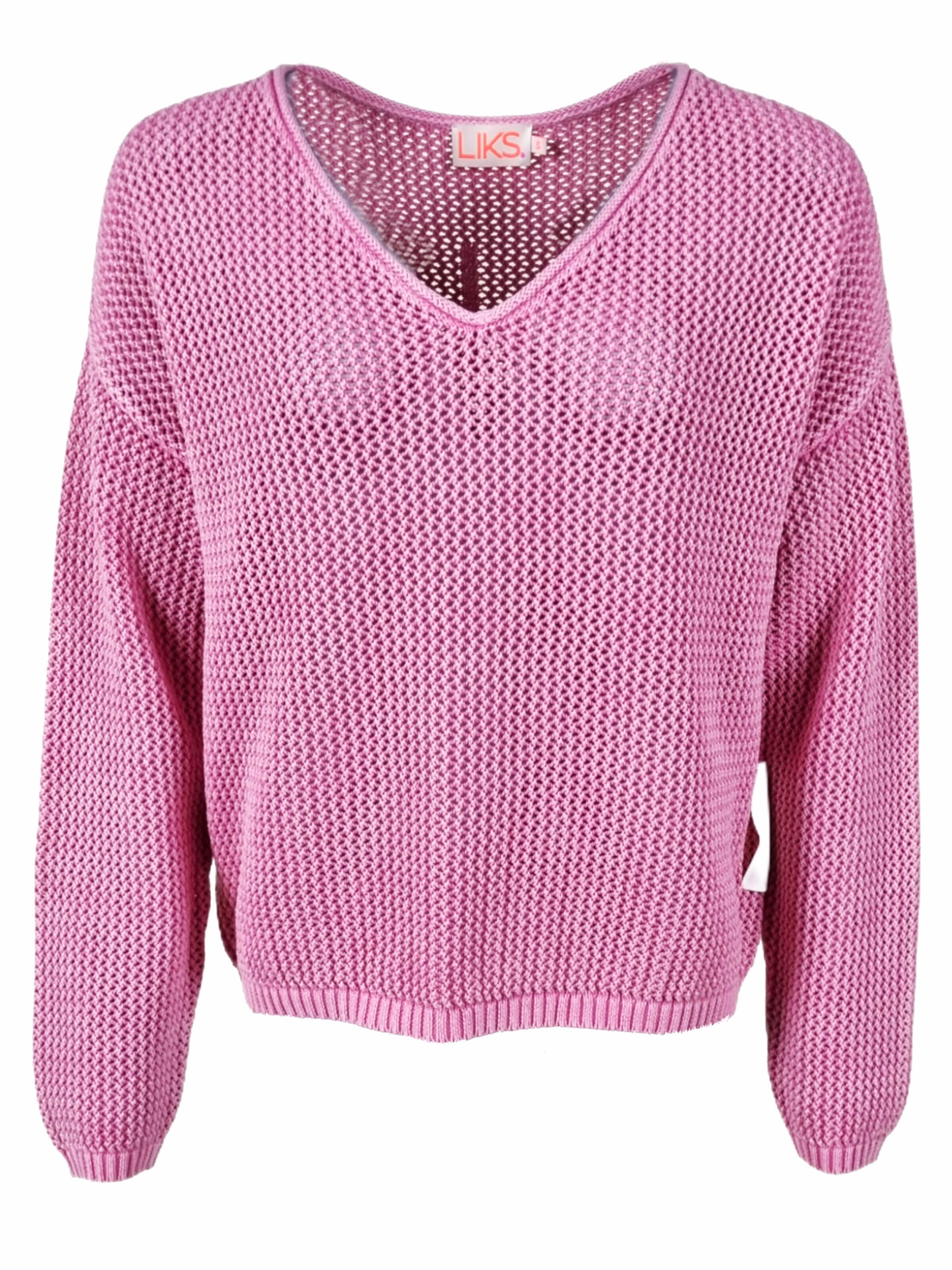 LIKS. Munich Tröja 'Strickpullover aus Baumwolle mit Lochmuster - Alina' i rosa: framsida