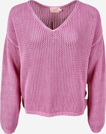LIKS. Munich Sweter 'Strickpullover aus Baumwolle mit Lochmuster - Alina' w kolorze różowy: przód