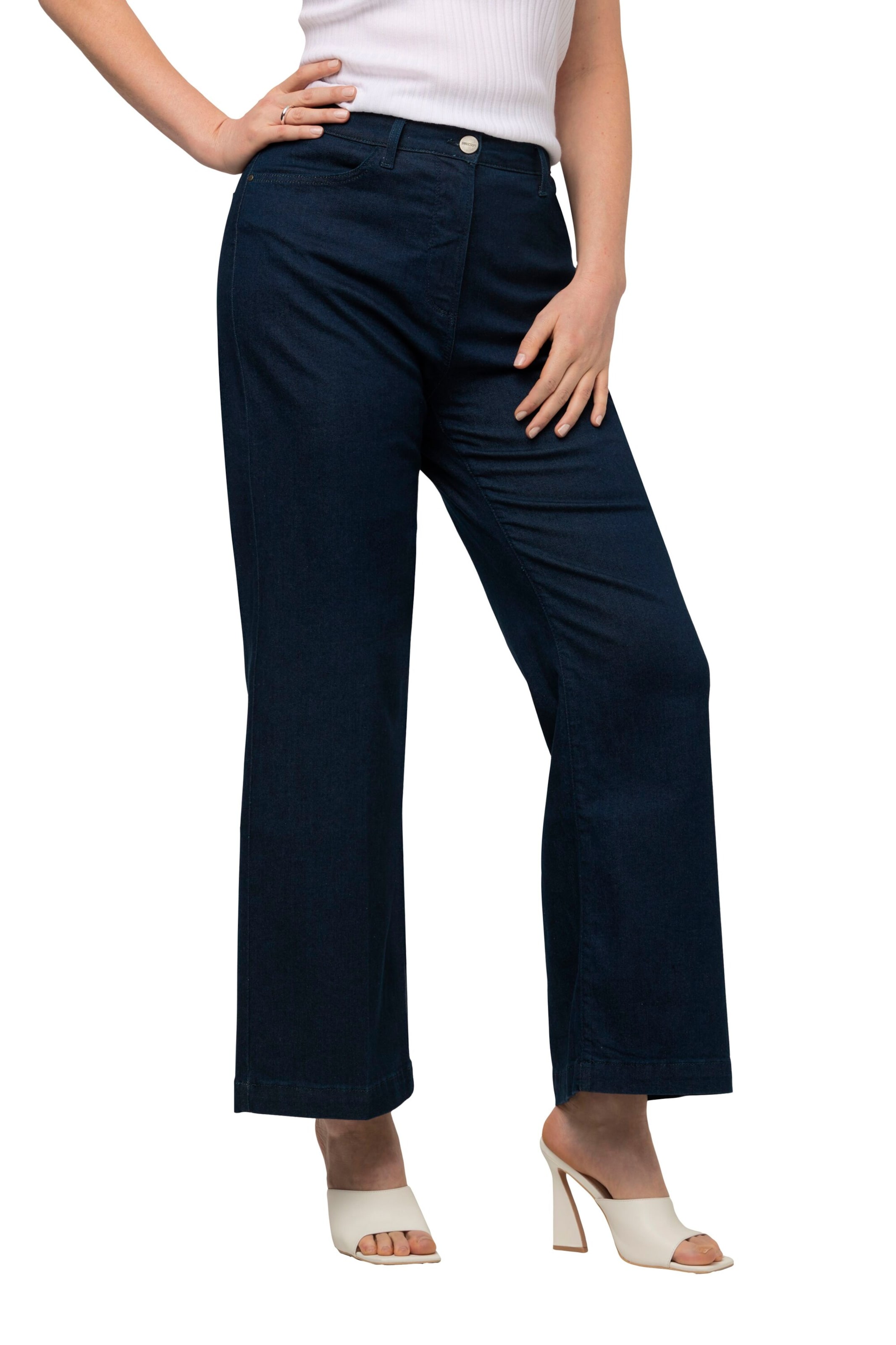 Ulla Popken Wide leg Jeans in Blauw: voorkant