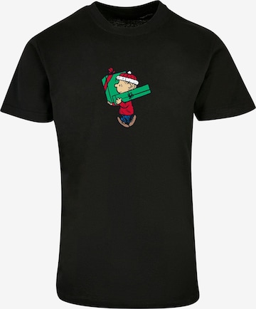 Merchcode Shirt 'Peanuts Charlies Presents' in Zwart: voorkant