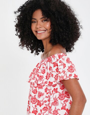Threadbare Blouse 'THB Coronation Bardot Top' in Red