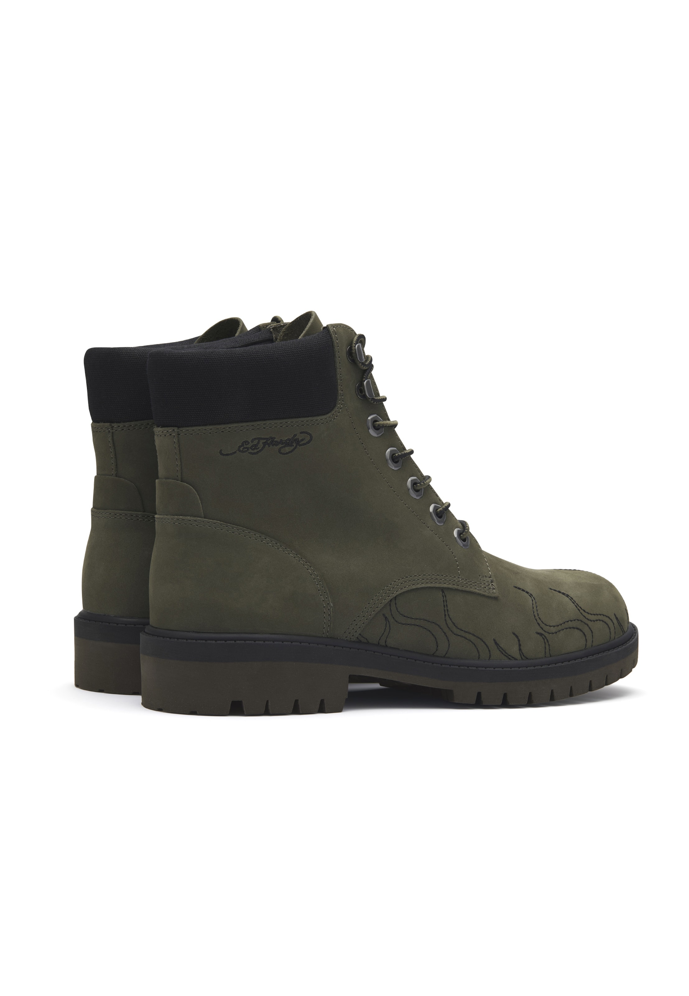 Boots stringati di Ed Hardy in verde: dietro