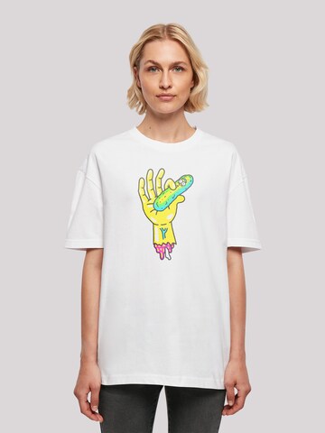 F4NT4STIC Shirt 'Rick und Morty Pickle Hand' in Wit: voorkant