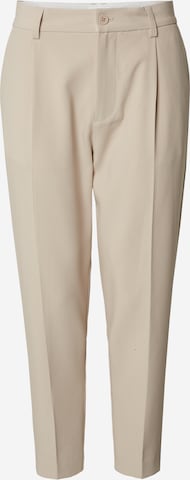 DAN FOX APPAREL Trousers with creases 'Toni' in Beige: front