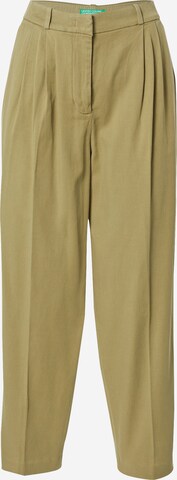 UNITED COLORS OF BENETTON Avsmalnet Plissert bukse i grønn: forside