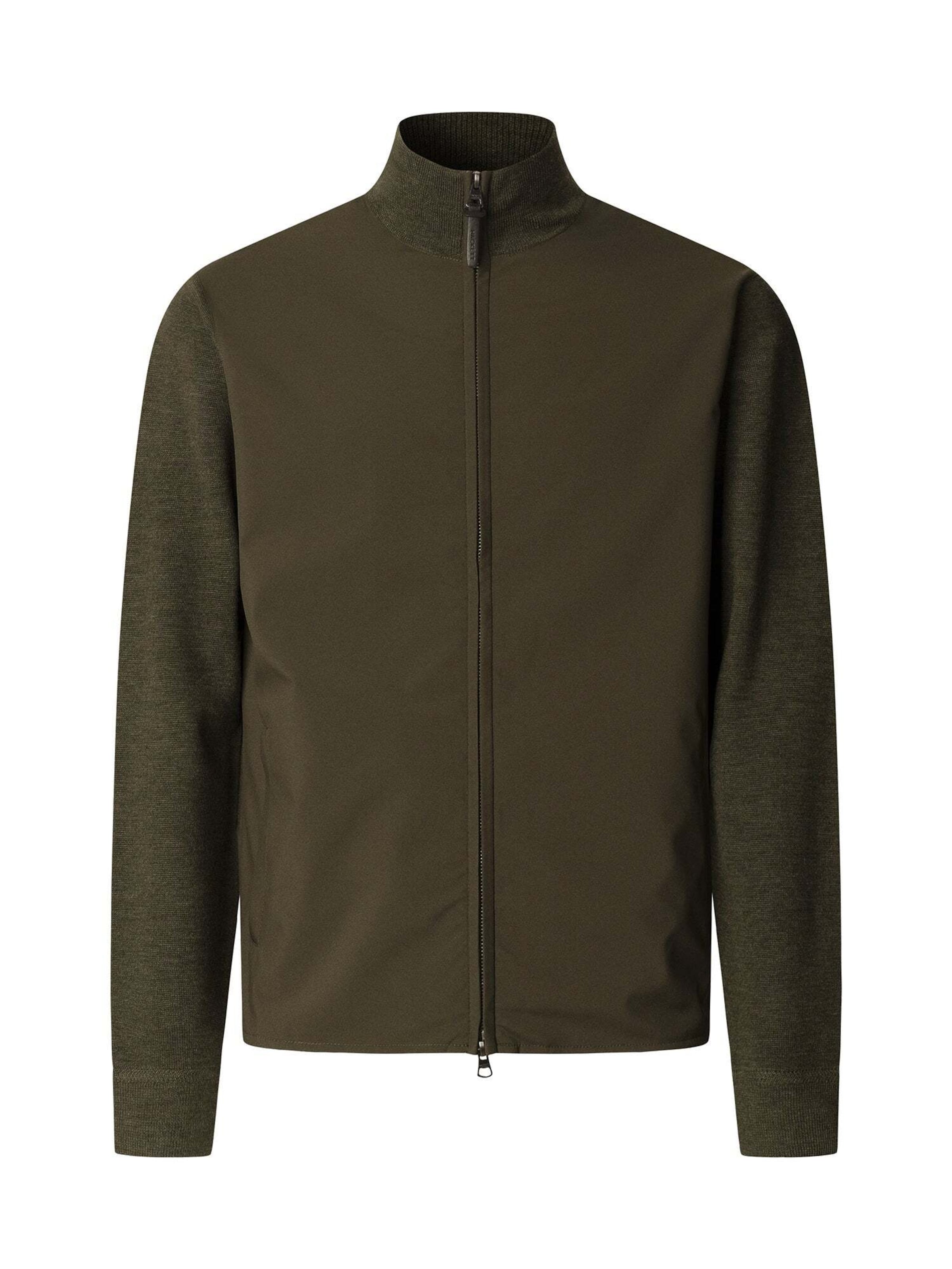 Hackett London Between-season jacket 'TRAVEL NY/KNIT FZ HYB' in Green: front