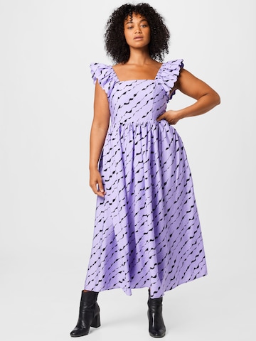 Selected Femme Curve Summer Dress 'Lara' in Purple: front