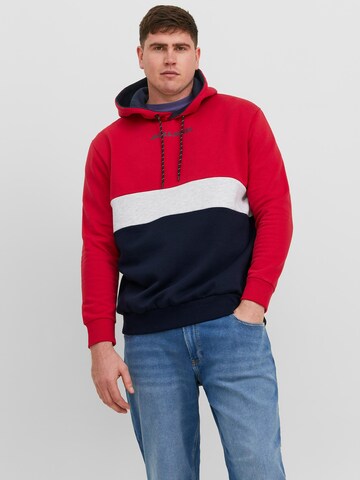 Sweat-shirt 'Reid' Jack & Jones Plus en rouge : devant