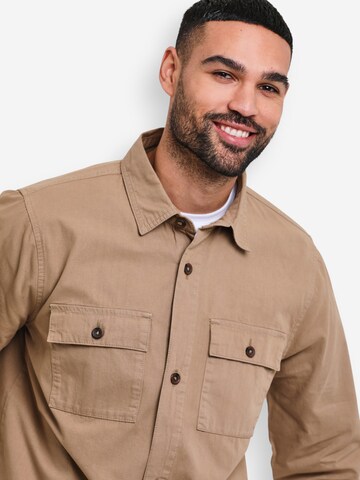 Threadbare Regular Fit Hemdjacke 'Ministry' in Braun