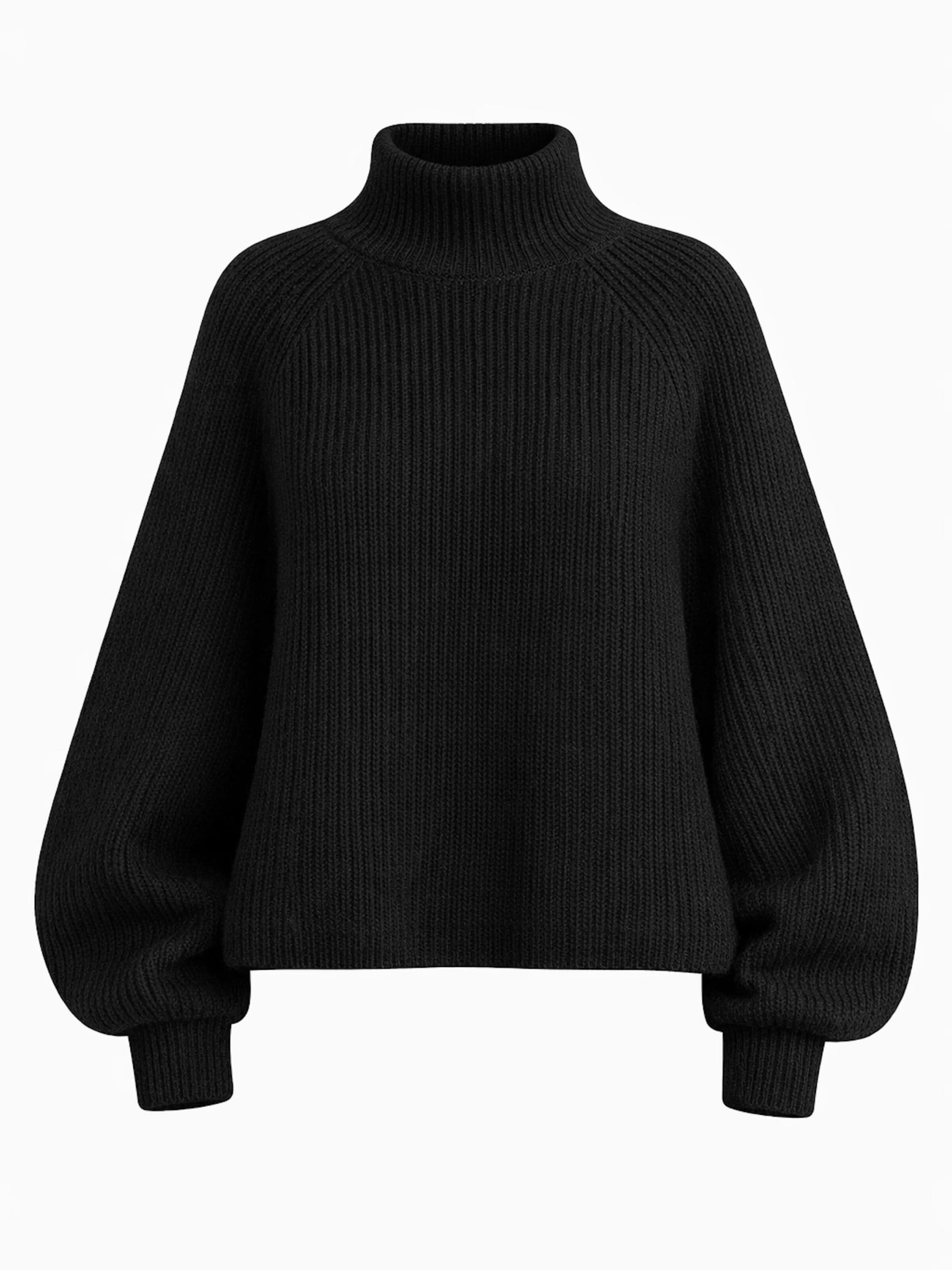 Worldclassca Oversizepullover 'Oversized Strickpullover mit Stehkragen'‌‌‌ in Schwarz: Vorderseite