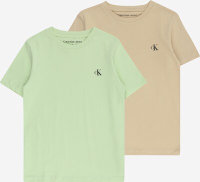Calvin Klein Jeans T-Shirt en chamois / vert / noir, Vue avec produit