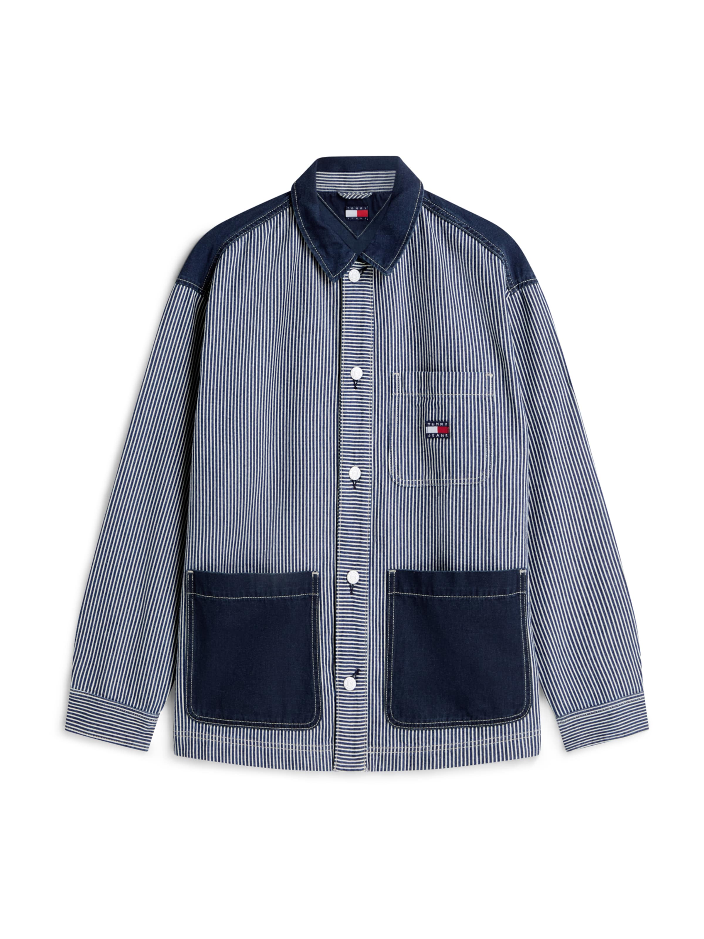 Tommy Jeans Демисезонная куртка в размере XS в Джинсовый синий / Белый, Обзор товара