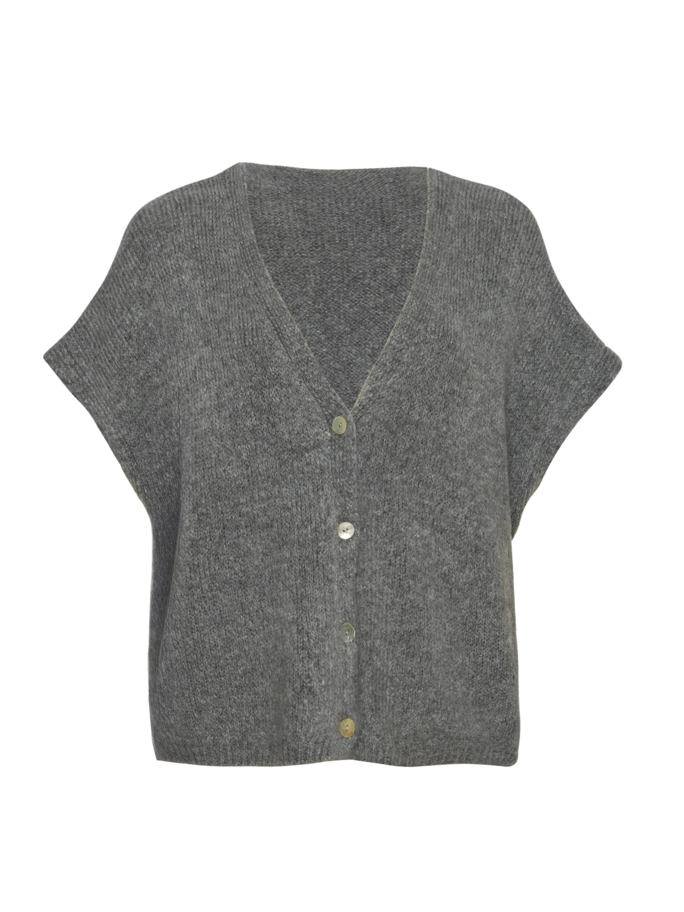 Lilavie Strickweste ' Ninaa ' in Grau: Vorderseite