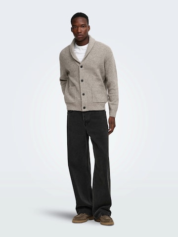 Only & Sons Knit cardigan 'ONSSKY' in Brown
