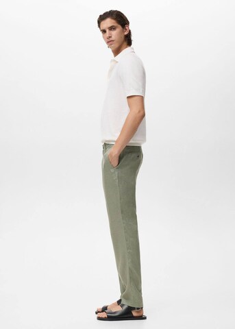 MANGO MAN Slim fit Pants 'Oyster' in Green