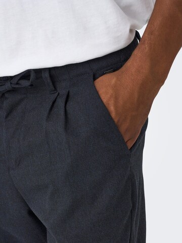 Only & Sons Tapered Pleat-front trousers 'LEO' in Blue