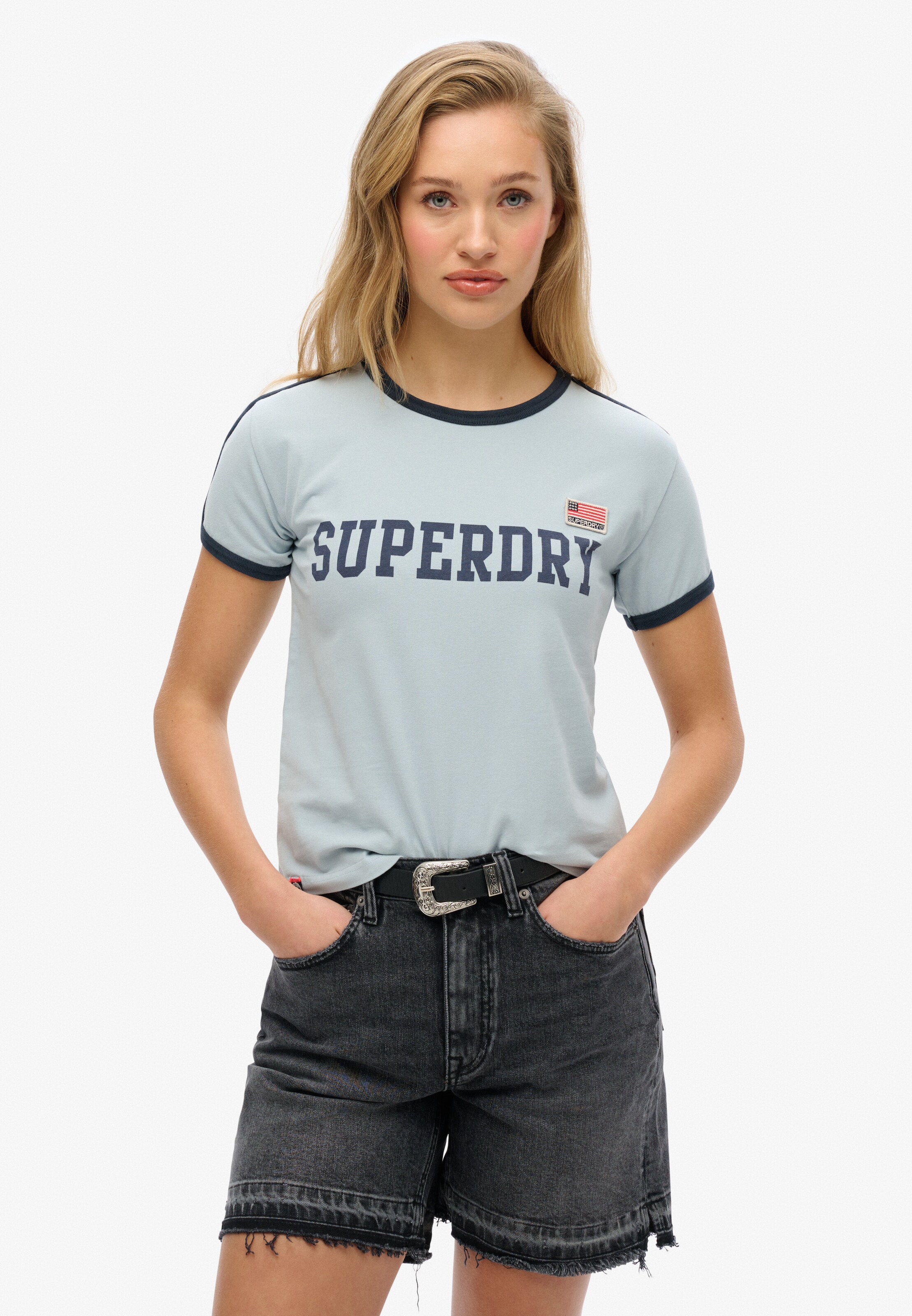 Superdry Shirt 'Essential' in Blauw: voorkant