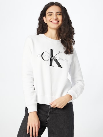 Calvin Klein Jeans Sweatshirt in Wit: voorkant