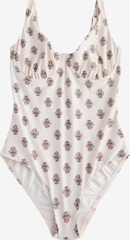 NextBustier Jednodijelni kupaći kostim - bež boja: prednji dio