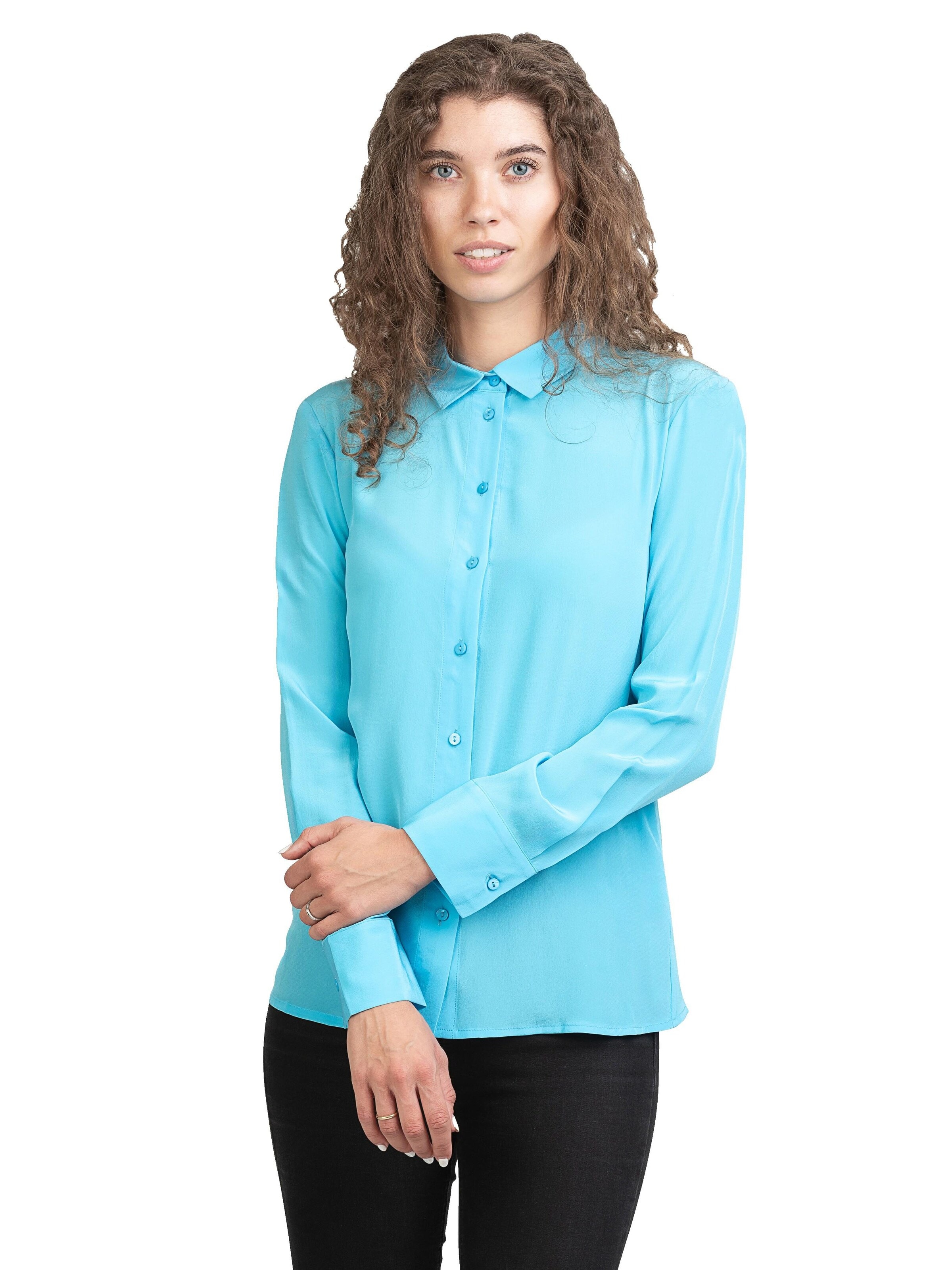 Camicia da donna 'Seidenbluse Collettoseta' di Posh Gear in blu: frontale