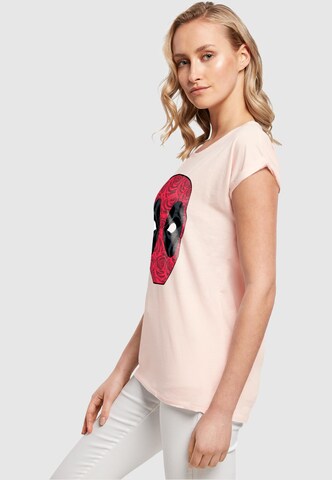 ABSOLUTE CULT T-Shirt 'Deadpool - Head Of Roses' in Pink